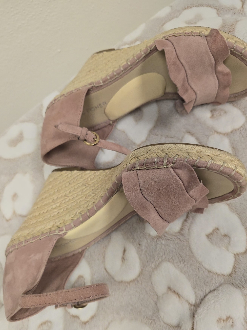 Marc Fisher Mauve Suede Ruffle Espadrille Wedges - Picture 6 of 10